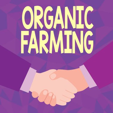 Organik tarım sunan metin başlığı. Ekolojik bazlı haşere kontrolü kullanan iş fikri tarım sistemi Anlaşmaları Kabul Eden İnsanlar, Görüntü Müzakereleri Anlaşması