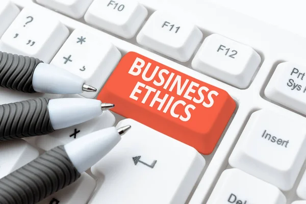 Conceptuele weergave Business Ethics. Conceptuele fotostudie van de juiste zakelijke beleid en praktijken Transcriptie van Internet Meeting Audio Record, Nieuwe Transcriptie Methoden — Stockfoto