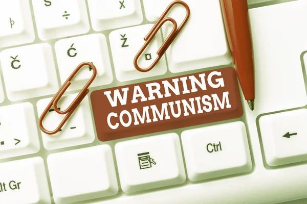 Komünizmi Uyaran İşaretler. Grubun sahibi olduğu ekonomik sistem üzerine yazılan sözcük Yeni Sosyal Medya İçeriği, Özet Oluşturma Çevrimiçi Blok Sayfası — Stok fotoğraf