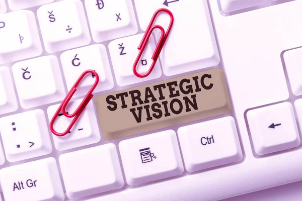 Hand writing sign Strategic Vision. Business idea clarifies the direction the organisation needs to move Typist Creating Company Documents, Abstract Speed Typing Ideas — Stock Photo, Image