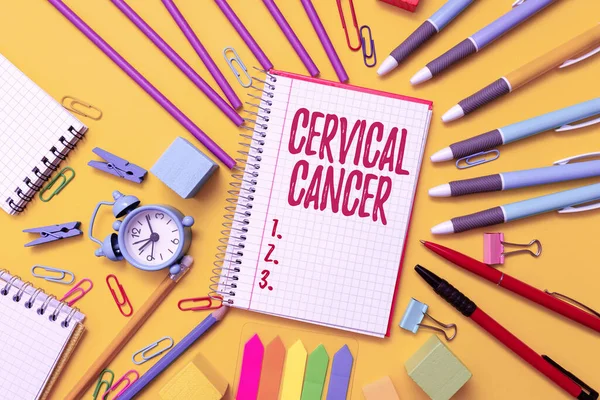 Conceptual caption Cervical Cancer. Word Written on type of cancer that occurs in the cells of the cervix Colorful Idea Presentation Displaying Fresh Thoughts Sending Message