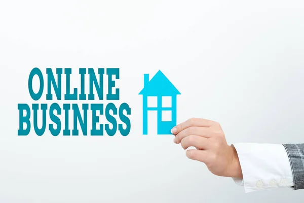 Text sign showing Online Business. Concept meaning kind of business activity that happens over the internet Planning On Moving Into New Home Ideas, Creating Plans For Family Future — Stock Photo, Image