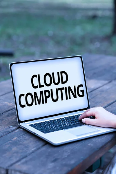 클라우드 컴퓨팅 (Cloud Computing) 은 다음을 가리킨다. 인터넷 온라인 잡스 및 일하는 사람들을 구체적으로 연결하는 일을 통해 정보와 프로그램을 저장하고 접근하는 비즈니스 개요 — 스톡 사진