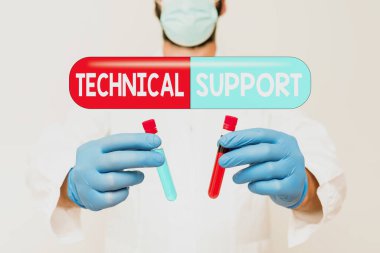 Teknik Destek 'i gösteren metin işareti. Bir donanım veya yazılım şirketi olan Araştırma Bilimadamı tarafından sunulan serviste farklı örnekler karşılaştırarak yazılan sözcük, Doktor Tedavi Görüntüleme