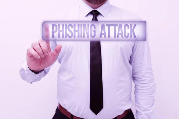 Rukopis Phishing Attack. Přehled podnikání se snaží získat citlivé a důvěrné informace Prezentace nových plánů a nápadů Demonstrační proces plánování — Stock fotografie