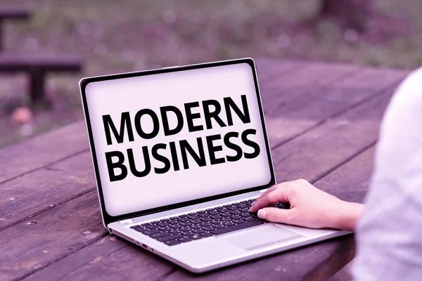 Sign displaying Modern Business. Business overview economic system where goods and services are exchanged Voice And Video Calling Capabilities Connecting People Together — Stock Photo, Image
