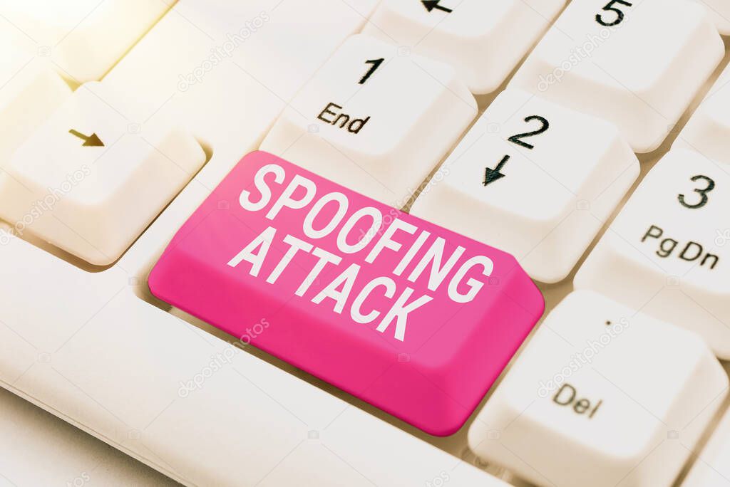 Writing displaying text Spoofing Attack. Business approach impersonation of a user, device or client on the Internet Offering Speed Typing Lessons And Tips, Improving Keyboard Accuracy