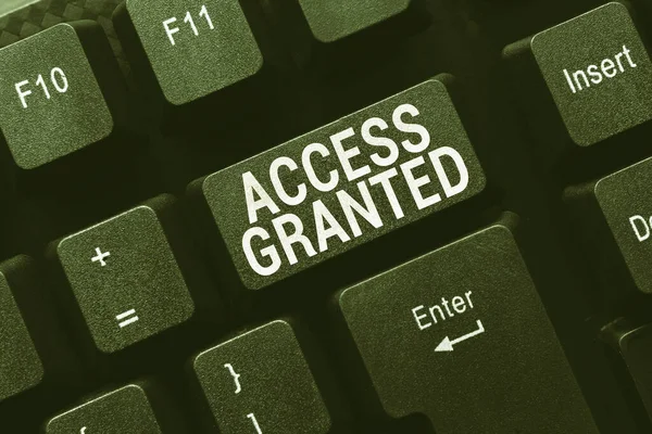 Text caption presenting Access Granted. Concept meaning admittance of users to system and network resources Sending New Messages Online, Creating Visual Novels, Typing Short Stories — Stock Photo, Image