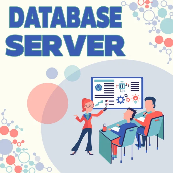 Sign displaying Database Server. Conceptual photo uses a database application that provides database services Presenting Project Report Concept, Reporting Business Status