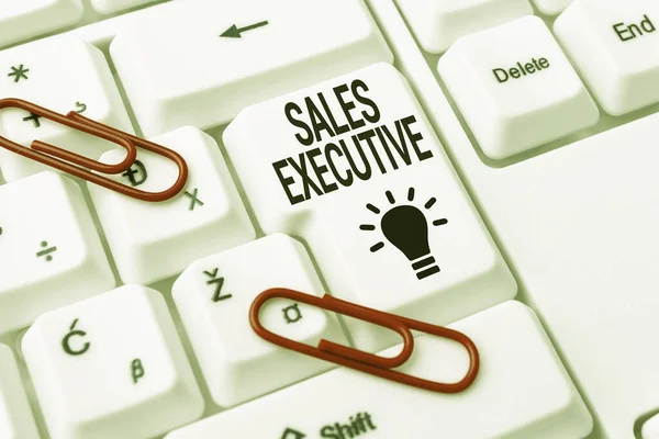 Writing displaying text Sales Executive. Concept meaning responsible for the overall sales activities of the company Internet Browsing And Online Research Study Typing Your Ideas