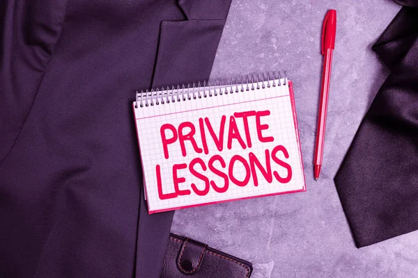 Handwriting text Private Lessons. Business idea teaching which is usually paid privately by small groups Presenting New Proper Work Attire Designs, Displaying Formal Office Clothes