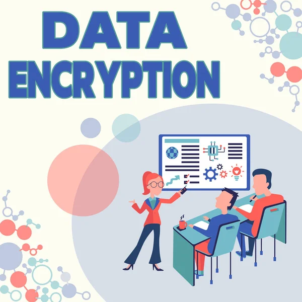 署名データ暗号化を示すインスピレーション。ビジネスアイデア圧縮またはセキュリティのためのコードへのデータの変換プロジェクトレポートのコンセプトの提示、ビジネス状況の報告 — ストック写真