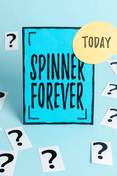 Exposição conceitual Spinner Forever. Internet Concept stress reliever for showing who tend to fidget Flat top Office Information Processing Workshop Solução de problemas e soluções — Fotografia de Stock