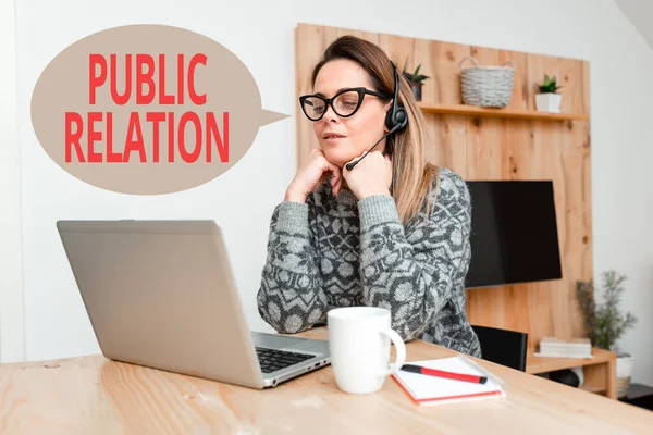 Conceptual display Public Relation. Word Written on practice of deliberately managing the spread of information Attending Online Meeting, Creating New Internet Video, Playing Video Games — Stock Photo, Image