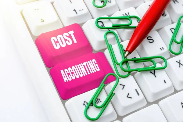Text caption presenting Cost Accounting. Business overview the recording of all the costs incurred in a business Computer Engineering Concept, Abstract Repairing Broken Keyboard — Stock Photo, Image