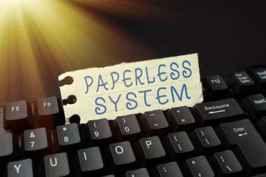 Kavramsal başlık Kağıtsız Sistem. Yeni Çevrimiçi Günlük İndirme, Yazma Programı Betiği, Özet İndirme, Elektronik formda bilgi depolama veya iletişim sözcüğü