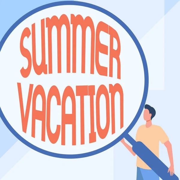 여름 방학 때 영감을 주는 문자. 인터넷은 어린이들 이 여름 방학 동안 학교에 가지 않는 시간을 개념화하고 있다.. — 스톡 사진