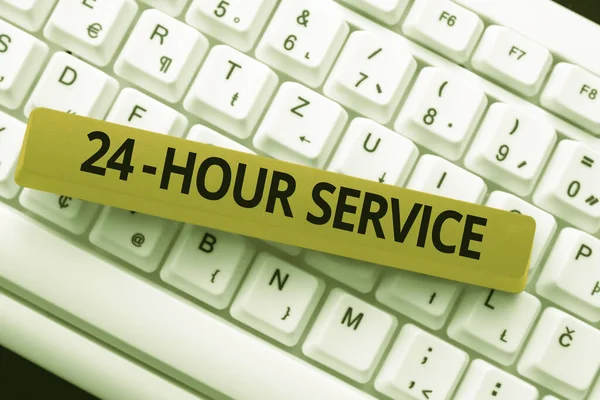 Text sign showing 24 Hour Service. Business approach service that is available any time and usually every day Typing Employment Agreement Sample, Transcribing Online Talk Show Audio — Stock Photo, Image