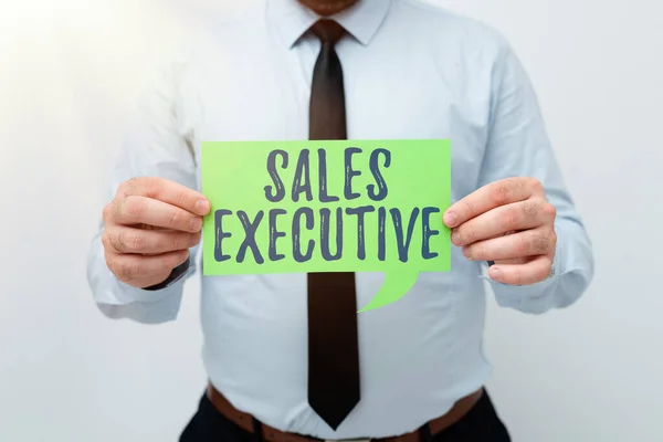 Text sign showing Sales Executive. Internet Concept responsible for the overall sales activities of the company Presenting New Plans And Ideas Demonstrating Planning Process