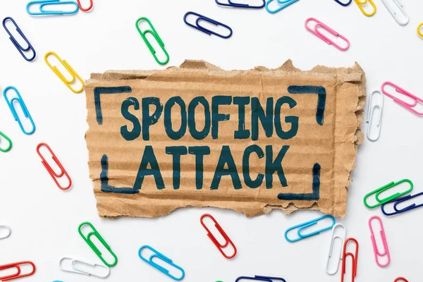 Handschrift teken Spoofing Attack. Bedrijfsoverzicht imitatie van een gebruiker, apparaat of klant op het internet Creative Home Recycling Ideas And Designs Concepts Trash To Cash Idea — Stockfoto