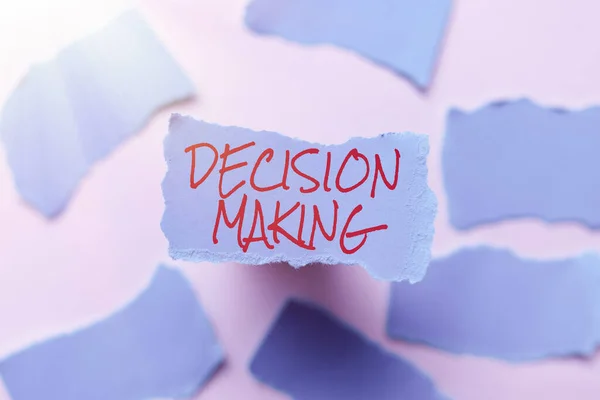表现出迹象决策的灵感。关于决策过程特别重要的文字摘要集中于一个单一的概念，解决主要问题的概念 — 图库照片