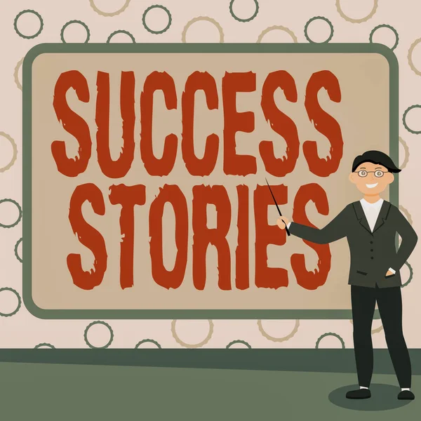 Text caption presenting Success Stories. Word Written on story of something or someone that achieves great success Abstract Professor Giving Lectures, Explaining And Reporting Concept