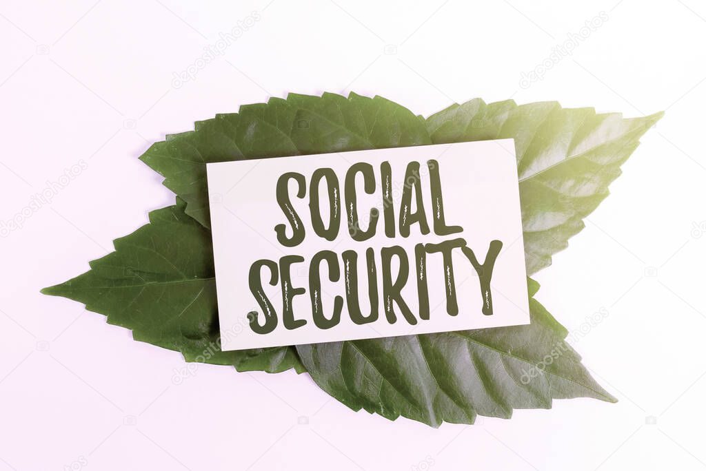 Handwriting text Social Security. Business approach government system that provide monetary assistance to showing Saving Environment Ideas And Plans, Creating Sustainable Products