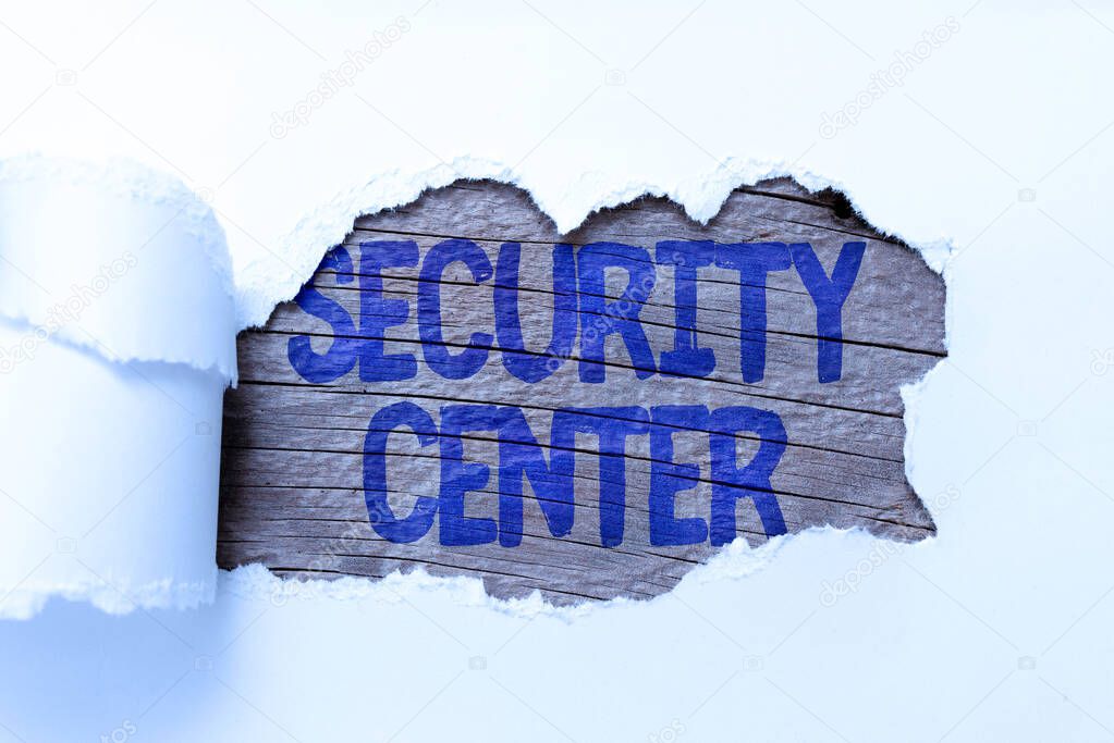 Text caption presenting Security Center. Business showcase centralized unit that deals with security issues of company Replacing Old Wallpaper Design, Creating New Wall Pattern And Layout