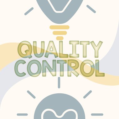 Kavramsal Görünüm Kalite Kontrolü. Üretilen ürünlerde standartları koruyan Parlayan Ampul Yeni Keşifler Çizen bir sistem için kelime.