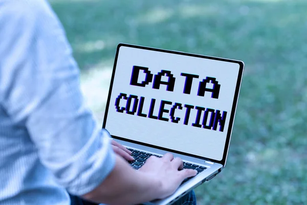 Conceptual display Data Collection. Internet Concept gathering and measuring information on targeted variables Online Jobs And Working Remotely Connecting People Together — Stock Photo, Image