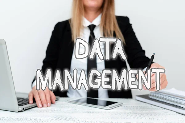 Handskrift text Datahantering. Affärsöversiktsdiscipliner relaterade till hantering av data som en värdefull resurs Förklara företagets problem, Abstract Providing Dispute Solutions — Stockfoto