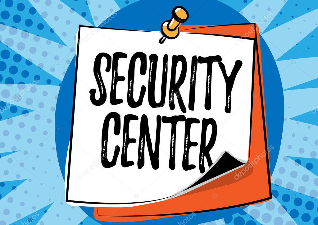 Conceptual display Security Center. Conceptual photo centralized unit that deals with security issues of company Colorful Message Presentation Ideas, Sticky Notes Message Reminder