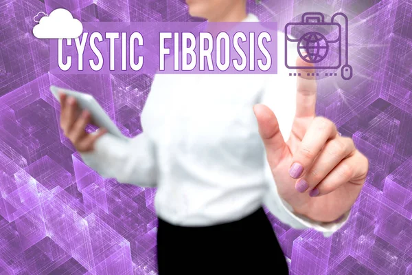 Text Bildtext Presenterar Cystisk Fibros Affärsidé Ärftlig Sjukdom Som Påverkar — Stockfoto