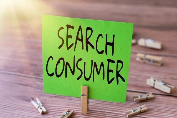 Χειρόγραφο κείμενο Αναζήτηση Καταναλωτή. Επιχειρηματική έρευνα για τις προτιμήσεις και τη συμπεριφορά των καταναλωτών σε μια αγορά Blank Square Σημείωση Περιτριγυρισμένο από κλιπ πλυντηρίου Εμφάνιση Νέο νόημα. — Φωτογραφία Αρχείου