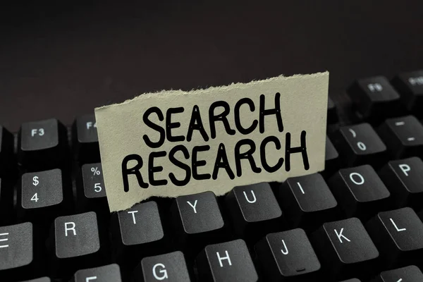 Pisanie wyświetlania tekstu Search Research. Słowo Napisane na temat twórczej i systematycznej pracy podjętej w celu zwiększenia wiedzy Tworzenie czasopism internetowych, pisanie nowych artykułów, tworzenie nowych nagłówków — Zdjęcie stockowe