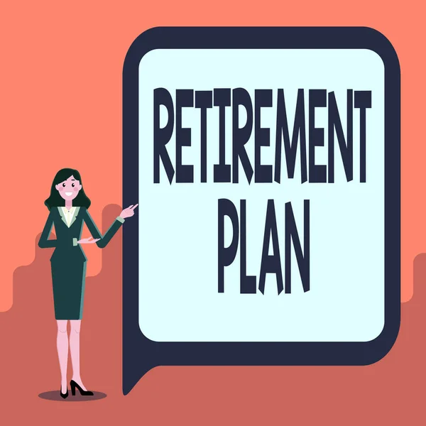 Handschriftlicher Rentenplan. Konzeptioneller Fotoplan, um Geld für die Zeit nach der Pensionierung beiseite zu legen. — Stockfoto