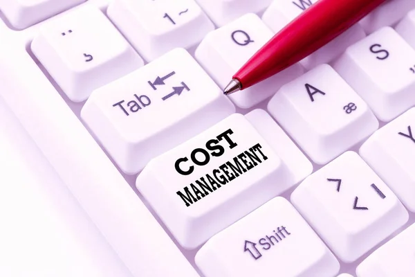 Text sign showing Cost Management. Business concept process of planning and controlling the budget of a business Internet Browsing And Online Research Study Typing Your Ideas — Stock Photo, Image