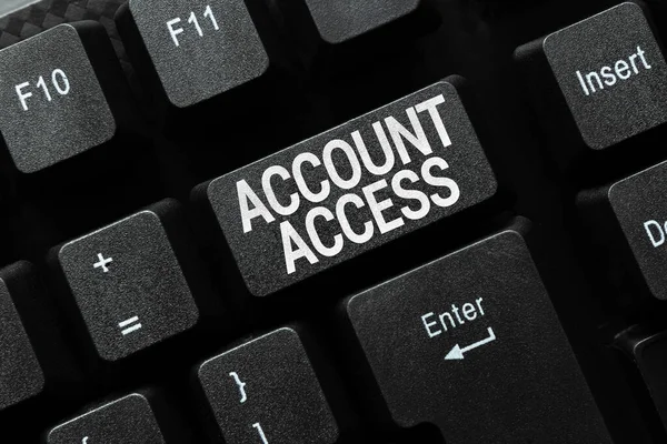 Scrittura a mano del testo Accesso all'account. Idea di business con il permesso di utilizzare dati particolari su un computer Invio di nuovi messaggi online, Creazione di romanzi visivi, Scrivere storie brevi — Foto Stock