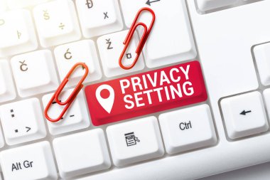 Gizlilik Ayarını sunan metin başlığı. İnternet Kavramı profil erişimini ve yeni Sosyal Medya İçeriği, Özet Oluşturma Çevrimiçi Günlük Sayfası 'nı hangi bilgilerin görebileceğini sınırlar