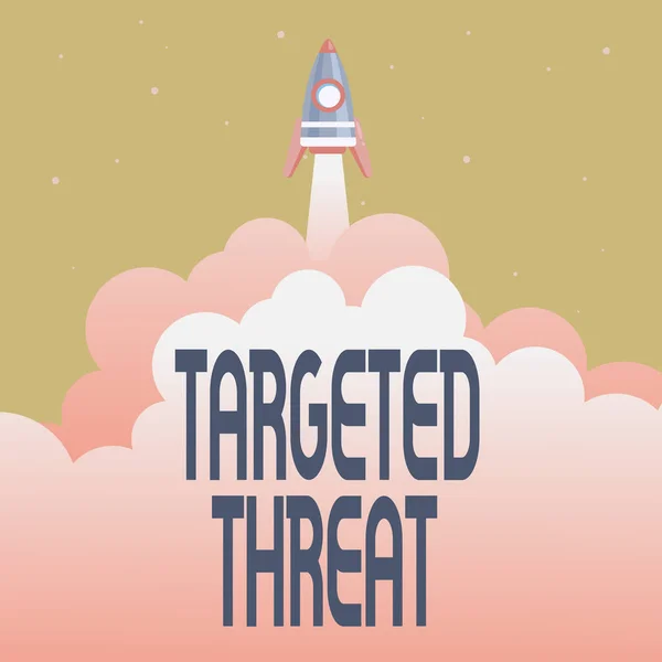 Conceptual display Targeted Threat. Word Written on class of malware destined for one specific organization Abstract Reaching Top Level, Rocket Science Presentation Designs
