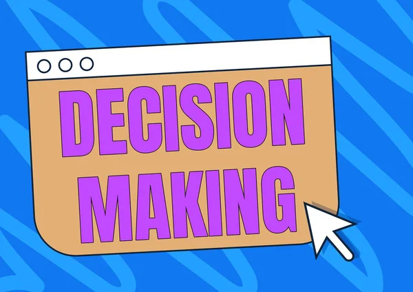 Bildunterschrift: Entscheidungsfindung. Geschäftskonzept Prozess der Entscheidungsfindung besonders wichtig Bunte Web-Seite Browsing Zeichnung mit einem Mauszeiger unten. — Stockfoto