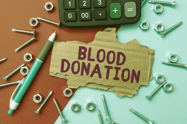 Kavramsal manşet kan bağışı. Tamir ve Onarım Projelerinin Tamir ve Bakım Planları için Tam kan toplama ve depolama İşletme Fikri — Stok fotoğraf