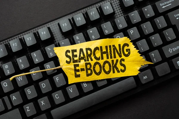 Conceptual display Searching E Books. Business showcase looking for an electronic form of educational material Online Browsing And Exploring, Creating Blog Content, Sending New Messages — Stock Photo, Image