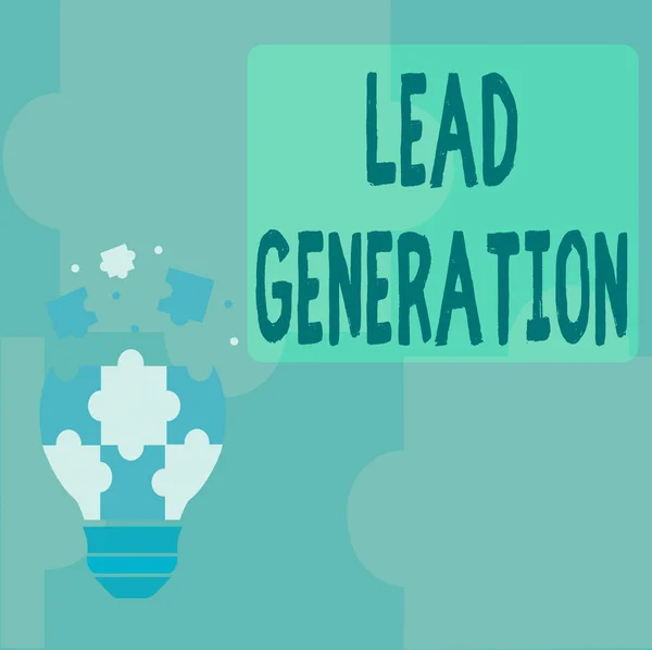 El yazısı işareti Lead Generation. Tüketici çıkarlarının başlatılması veya soyut Beyin Fırtınası Sorunu ve Çözüm, Dikkatli Düşünme Konsepti — Stok fotoğraf