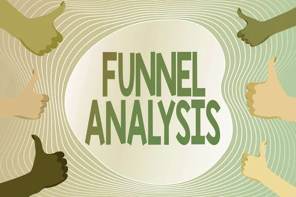 Текст, показывающий вдохновение Funnel Analysis. Интернет-концепция отображения и анализа серии событий для достижения цели Создание и отправка электронного сообщения онлайн, обработка данных рабочих мест — стоковое фото