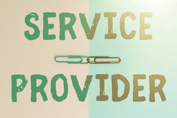 Writing displaying text Service Provider. Conceptual photo a company that provides subscribers access to the Internet Two Objects Arranged Facing Inward Outward On a Separated Coloured Background — Stock Photo, Image