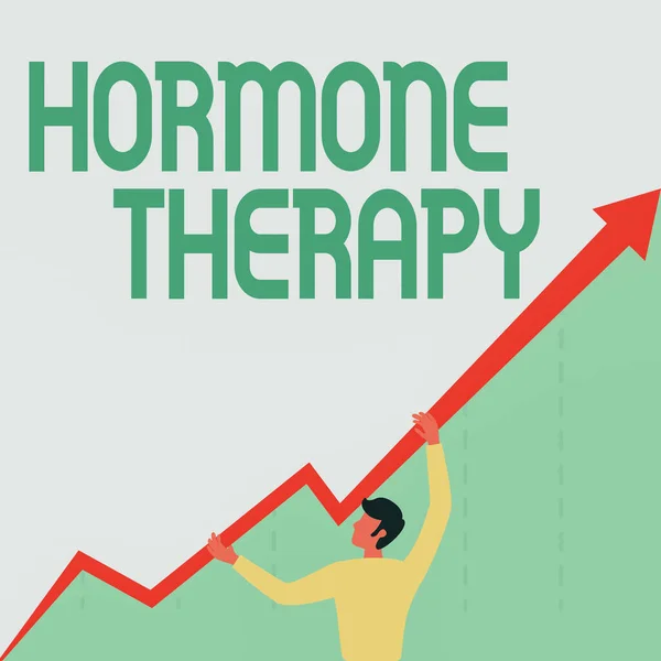 영감을 주는 호르몬 요법을 보여 주는 텍스트. 호르몬 에서 추출 한 합성 호르몬 으로 병을 치료하는 것을 의미하는 개념. — 스톡 사진