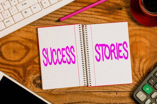 Conceptual display Success Stories. Word for story of something or someone that achieves great success Display of Different Color Sticker Notes Arranged On flatlay Lay Background