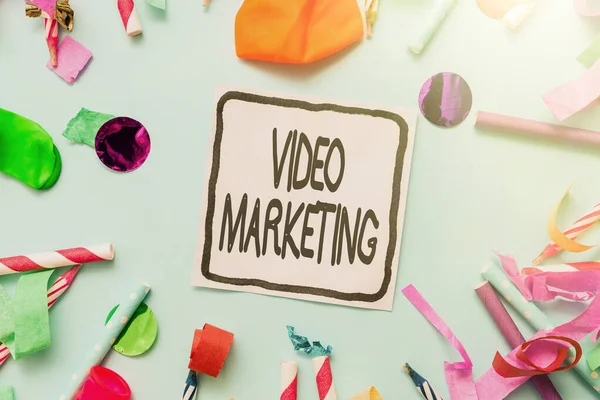 Handwriting text Video Marketing. Business approach integrates engaging video into the marketing campaigns Colorful Party Collections Flashy Celebration Stuff Birthday Festival Kit