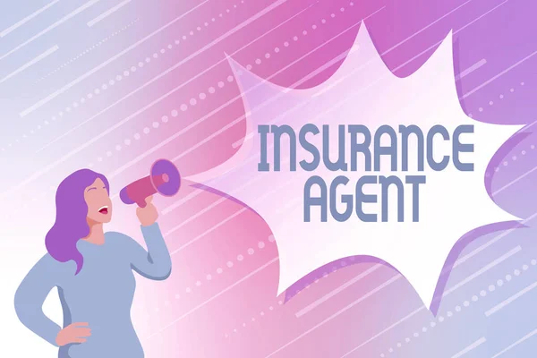 Hand writing sign Insurance Agent. Business idea person who works in an insurance company and sells insurance Modern Data Processing Methods, Typing And Editing Online Articles — Stock Photo, Image